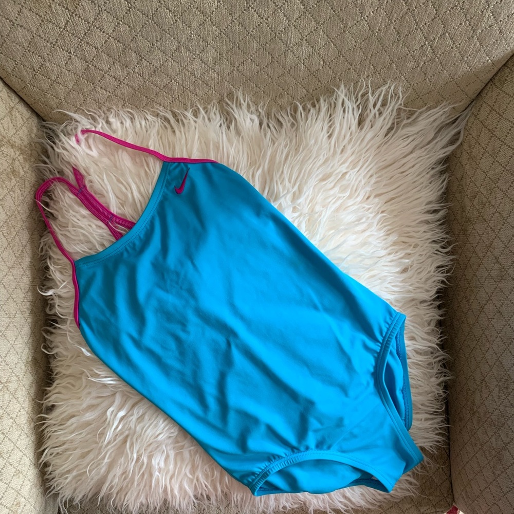 Nike swimsuit one piece turquoise and fuchsia girls size S